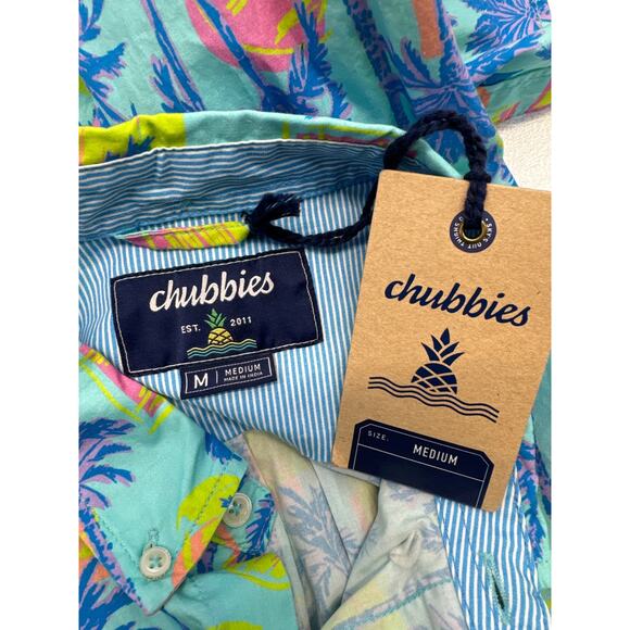 Chubbies The Idyllic Friday Shirt Mens Medium Blue Palm Tree Sunset 603223-063 - Picture 6 of 8